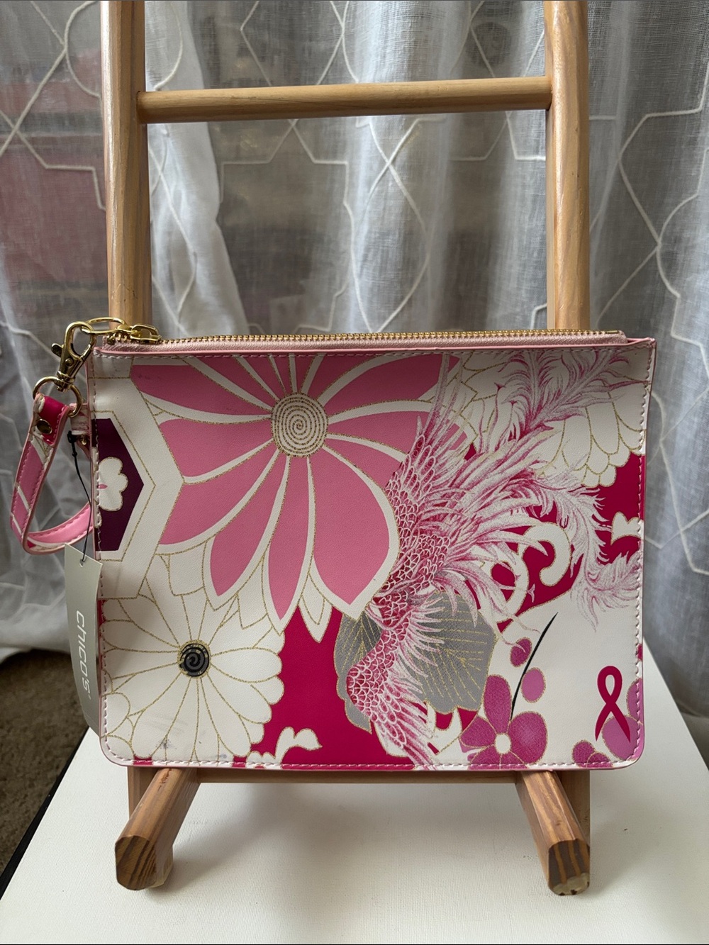 Chico’s Floral Pink Wristlet Clutch - Zipper Closure